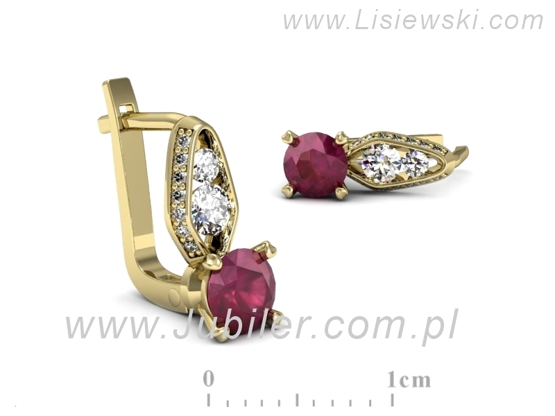 Kolczyki z rubinami żółte złoto z brylantami - k15280zr — zdjęcie 3