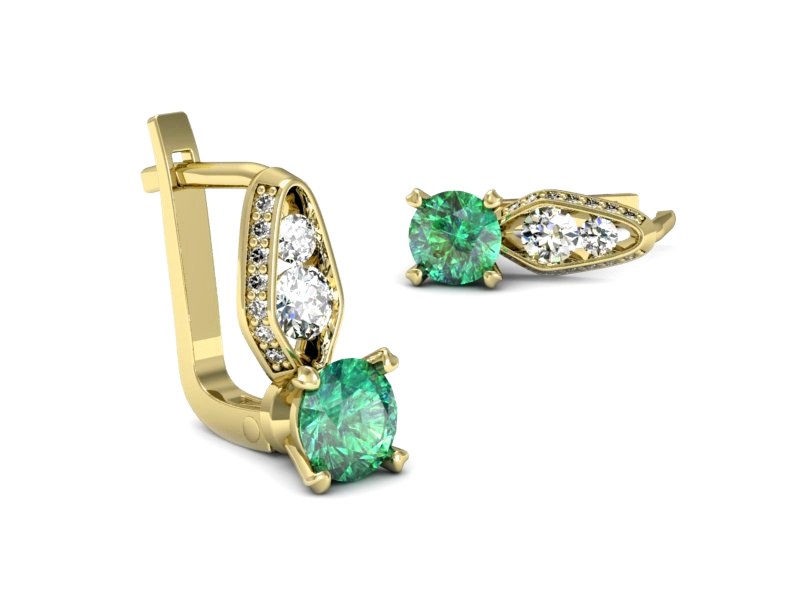 Złote kolczyki ze szmaragdami z brylantami - k15280zsm — zdjęcie 3