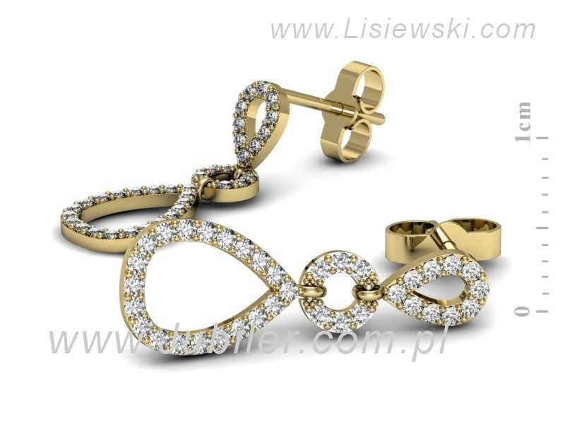 Złote kolczyki z brylantami żółte złoto - K15281z — zdjęcie 3