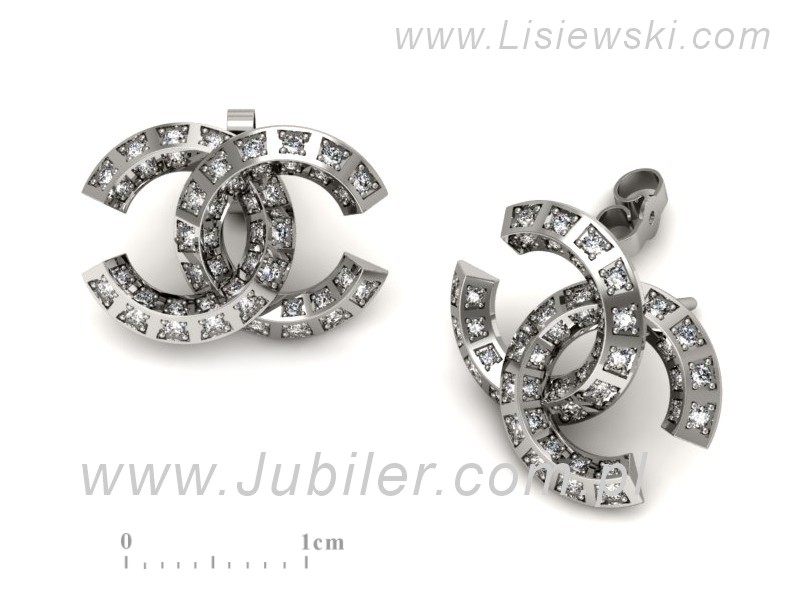 Złote kolczyki z brylantami białe złoto - K152888b — zdjęcie 3