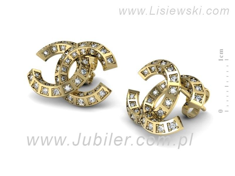 Złote kolczyki z brylantami żółte złoto - K152888z — zdjęcie 2