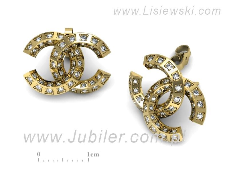 Złote kolczyki z brylantami żółte złoto - K152888z — zdjęcie 3