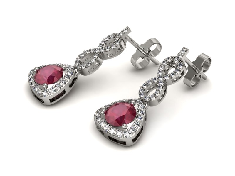 Złote kolczyki z rubinami i brylantami - K15304br — zdjęcie 3