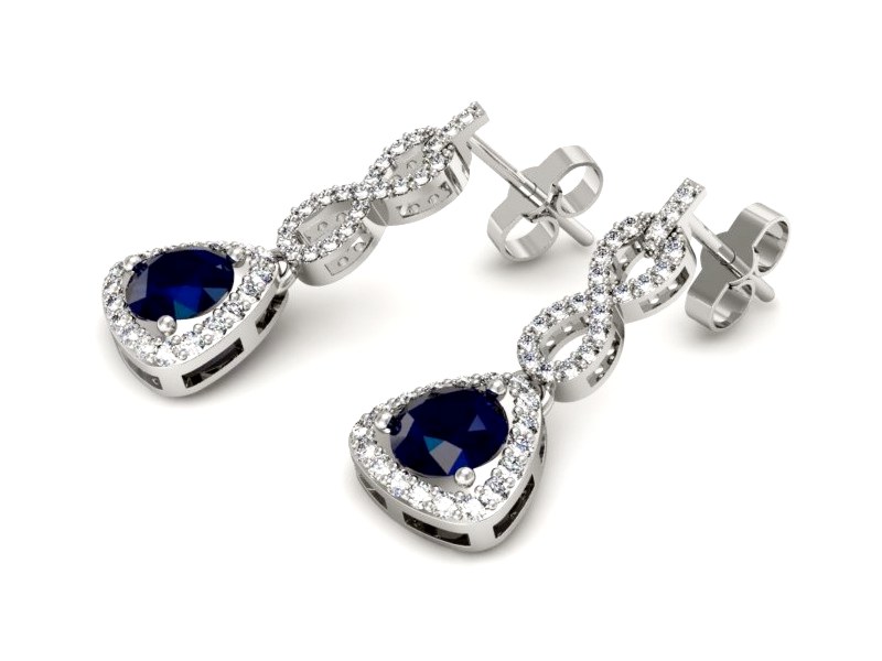 Kolczyki z szafirami i brylantami białe złoto - K15304bsz — zdjęcie 3