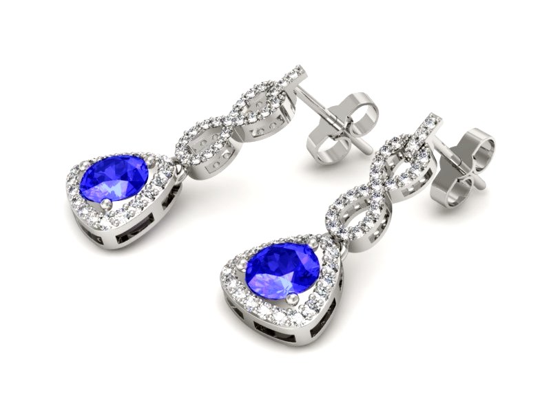Kolczyki z szafirami i brylantami - K15304bszc — zdjęcie 2