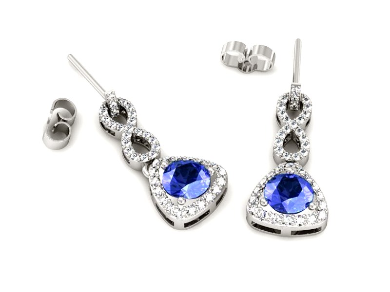 Kolczyki z szafirami i brylantami - K15304bszc — zdjęcie 3