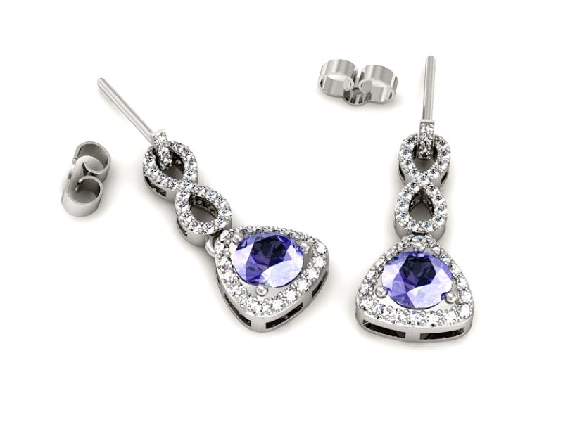 Kolczyki z tanzanitami i brylantami - K15304bt — zdjęcie 3