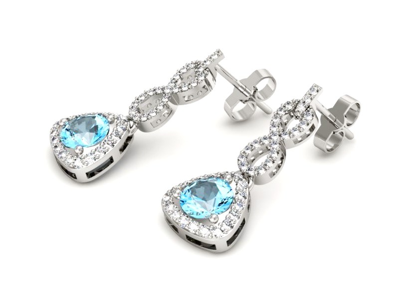 Złote kolczyki z topazami białe złoto - K15304btp — zdjęcie 3