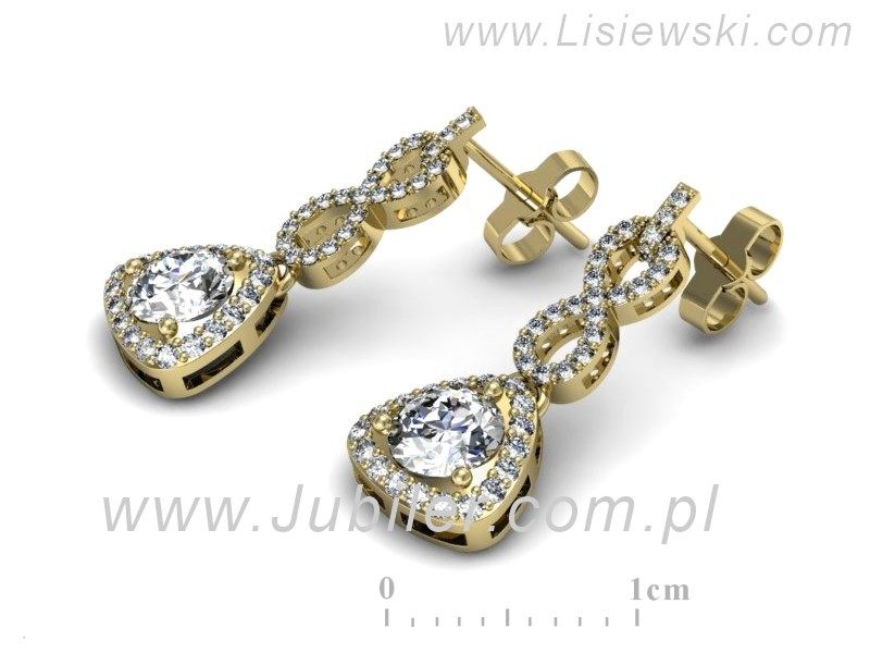 Złote kolczyki z brylantami żółte złoto - K15304z — zdjęcie 3