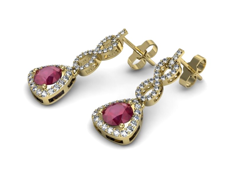 Kolczyki z rubinami żółte złoto z brylantami - K15304zr — zdjęcie 3