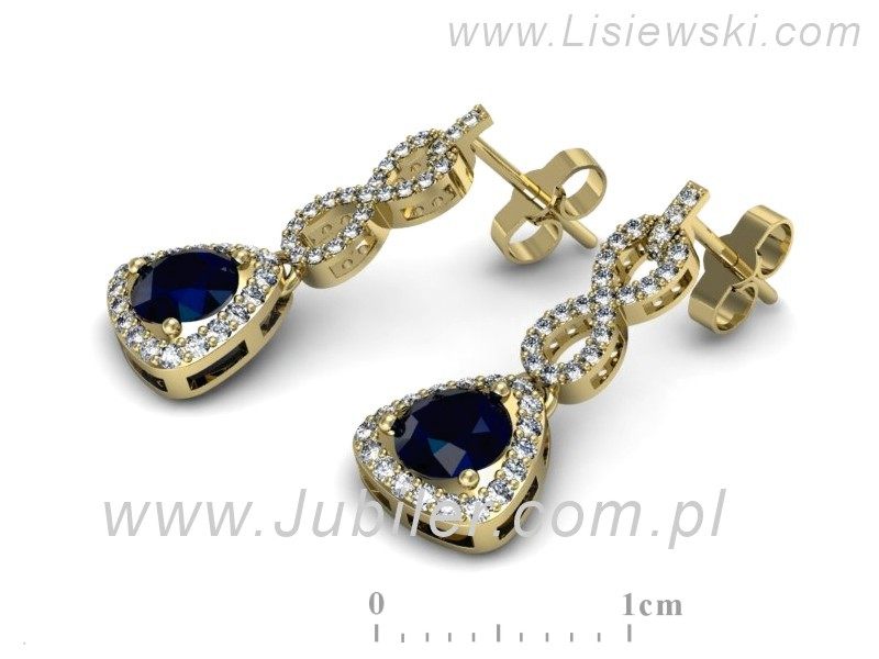 Kolczyki z szafirami żółte złoto i brylantami - K15304zsz — zdjęcie 3