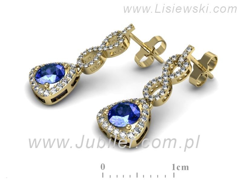 Kolczyki z szafirami żółte złoto i brylantami - K15304zszc — zdjęcie 3