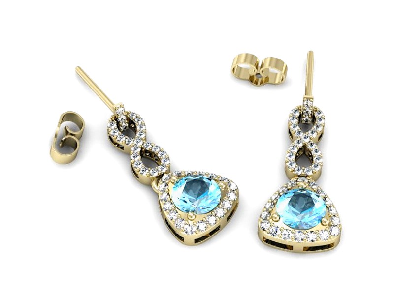 Kolczyki z topazami i brylantami - K15304ztp — zdjęcie 3