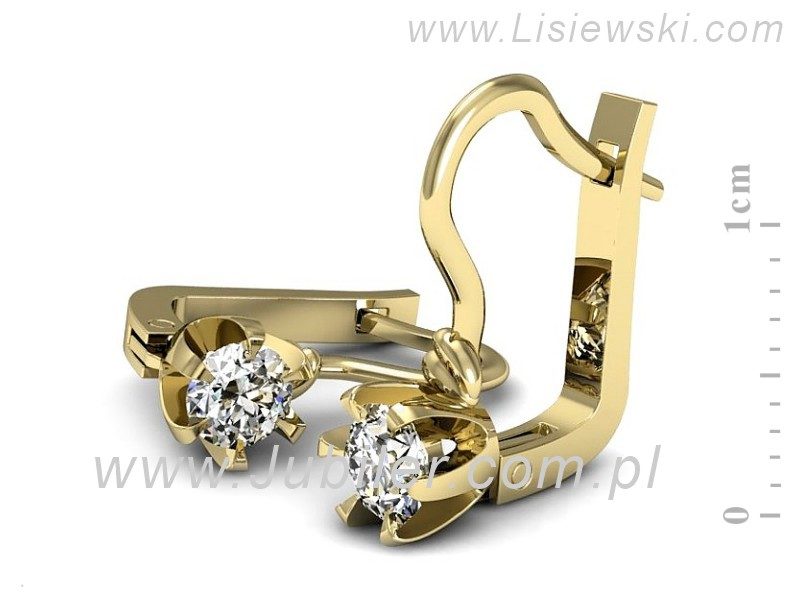 Złote kolczyki z brylantami żółte złoto - K15318z — zdjęcie 3