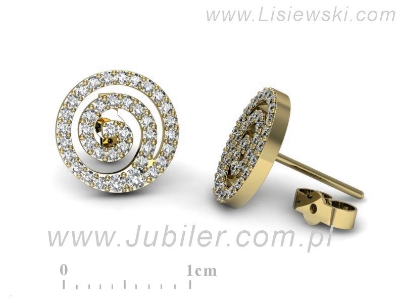 Złote kolczyki z brylantami żółte złoto - K15335z — zdjęcie 3