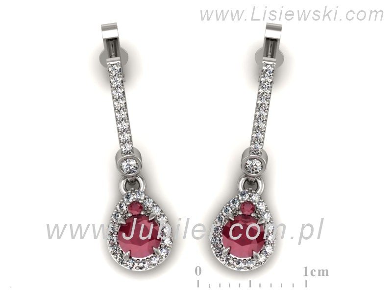 Złote kolczyki z rubinami i brylantami - K15337br — zdjęcie 3