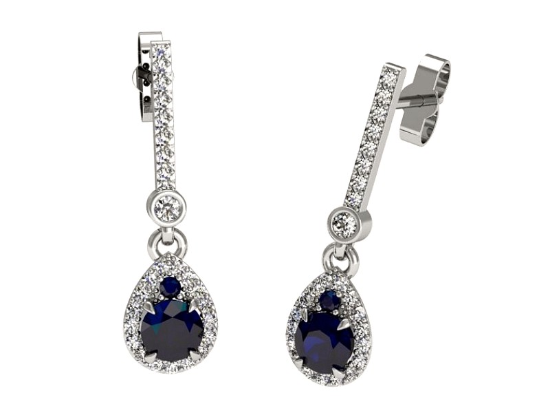 Złote kolczyki z szafirami i brylantami - K15337bsz — zdjęcie 2