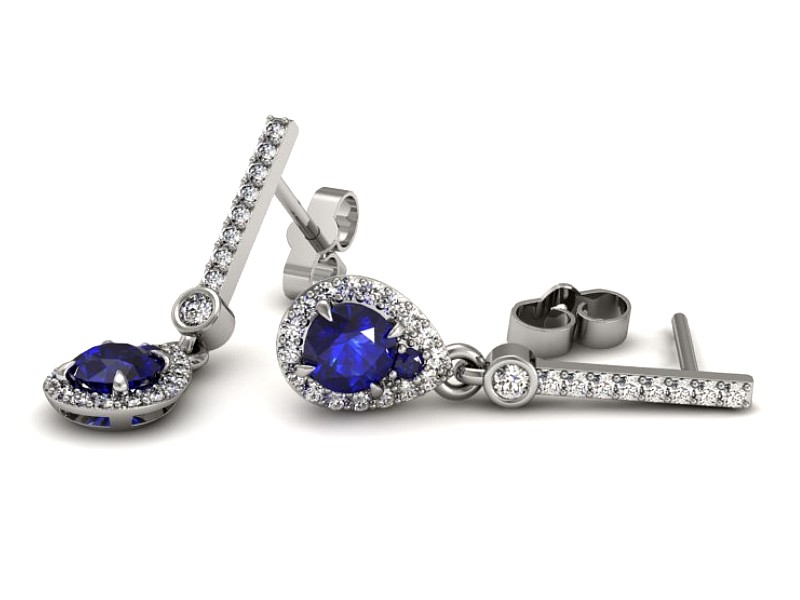Złote kolczyki z szafirami i brylantami - K15337bszc — zdjęcie 2