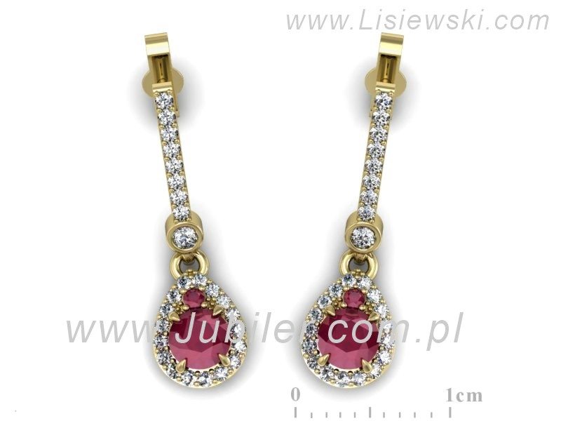 Kolczyki z rubinami żółte złoto z brylantami - K15337zr — zdjęcie 3