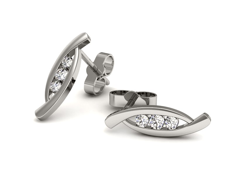 Złote kolczyki z brylantami białe złoto - K15347b — zdjęcie 3