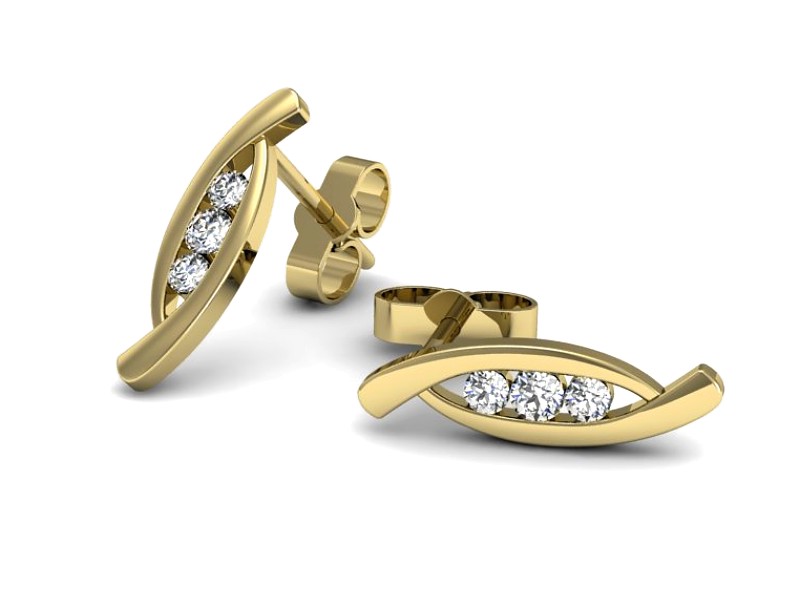 Złote kolczyki z brylantami żółte złoto - K15347z — zdjęcie 3