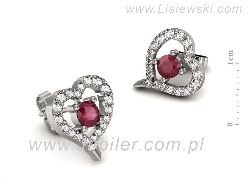 Złote kolczyki z rubinami i brylantami - K15348br — zdjęcie 2