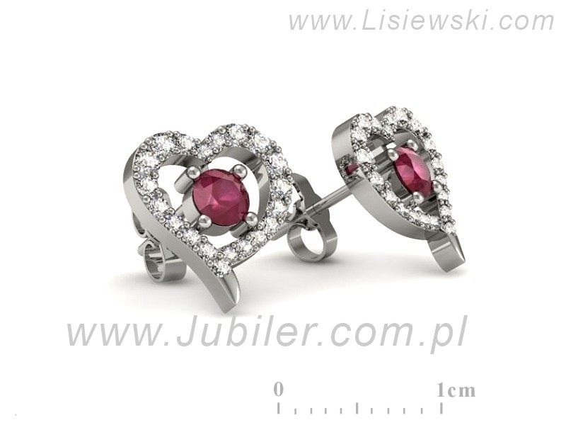 Złote kolczyki z rubinami i brylantami - K15348br — zdjęcie 3