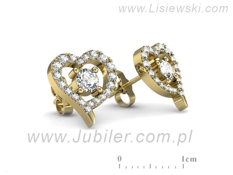 Złote kolczyki z brylantami żółte złoto - K15348z — zdjęcie 3