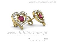 Złote Kolczyki z rubinami żółte złoto z brylantami - K15348zr- 3