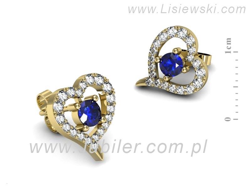 Kolczyki z szafirami żółte złoto i brylantami - K15348zszc — zdjęcie 2