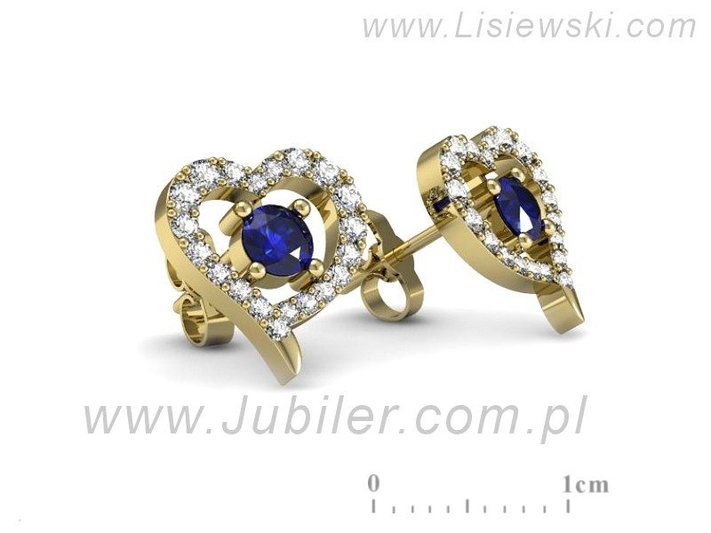 Kolczyki z szafirami żółte złoto i brylantami - K15348zszc — zdjęcie 3