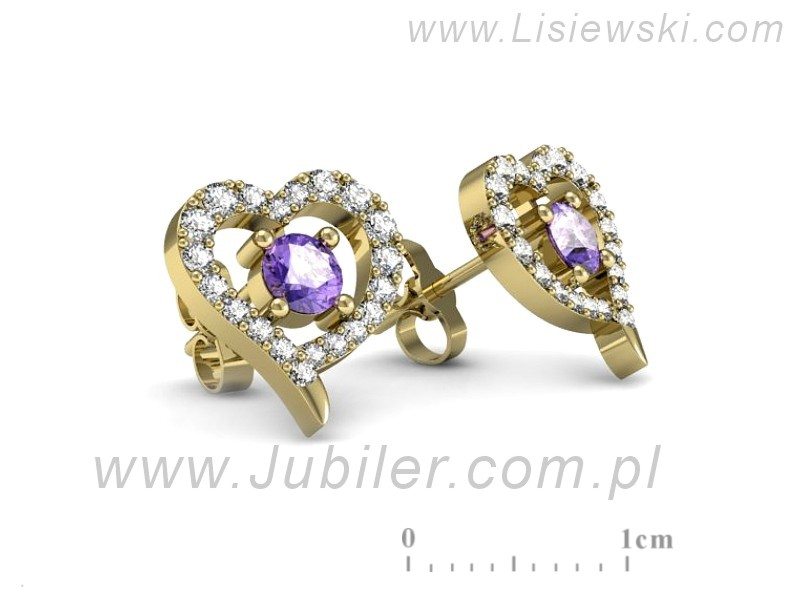 Kolczyki z tanzanitami i brylantami żółte złoto - K15348zt — zdjęcie 3
