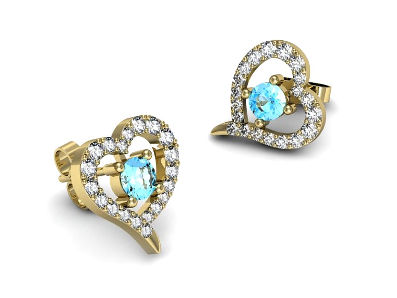 Złote kolczyki z topazami i brylantami - K15348ztp — zdjęcie 2