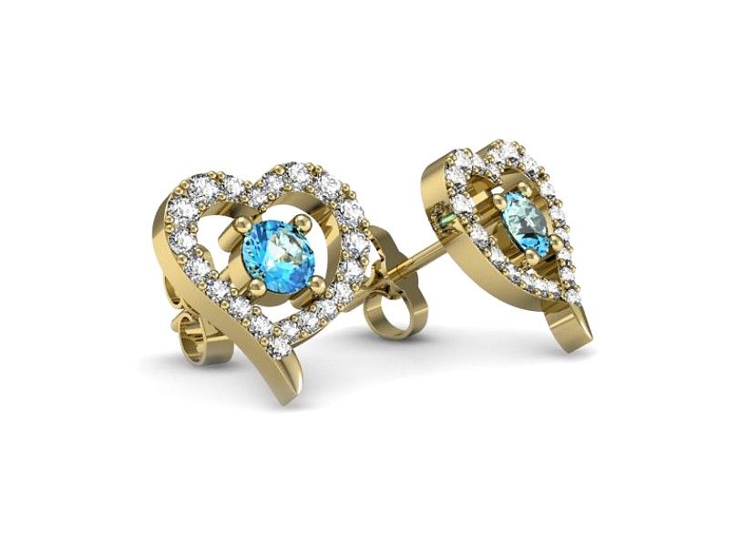 Złote kolczyki z topazami i brylantami - K15348ztp — zdjęcie 3