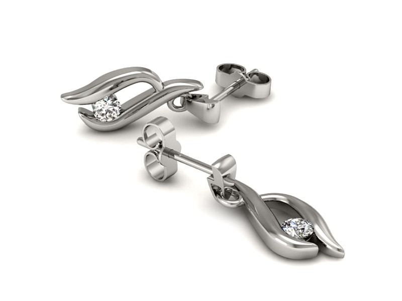 Złote kolczyki z brylantami białe złoto - K15358b — zdjęcie 2