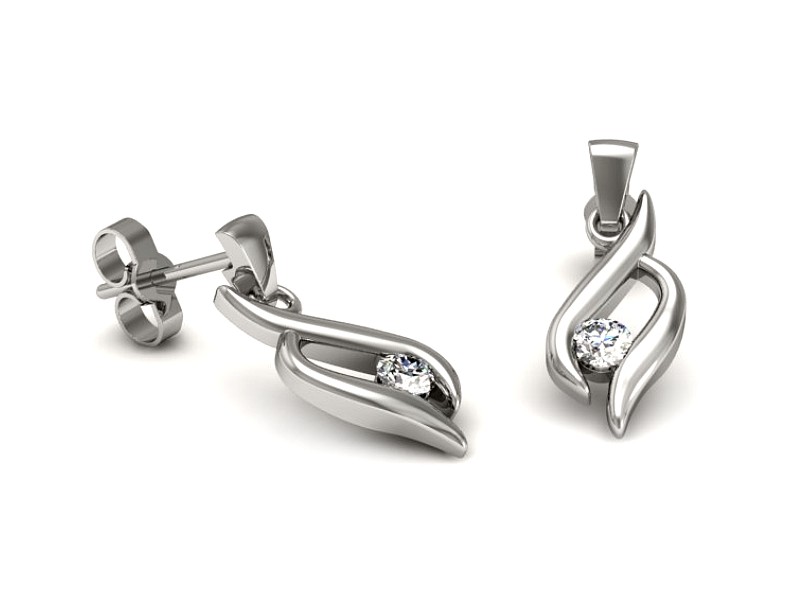 Złote kolczyki z brylantami białe złoto - K15358b — zdjęcie 3