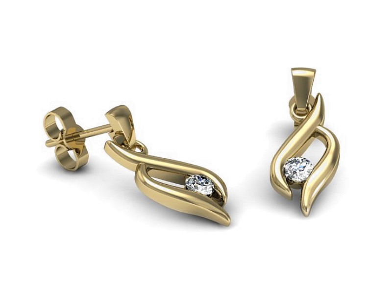 Złote kolczyki z brylantami żółte złoto - K15358z — zdjęcie 3