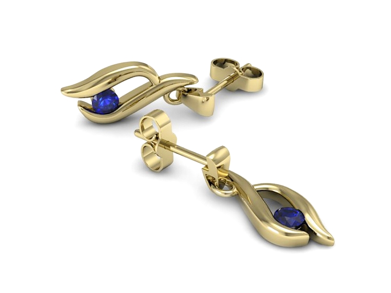 Złote kolczyki z szafirami żółte złoto - k15358zszc — zdjęcie 3