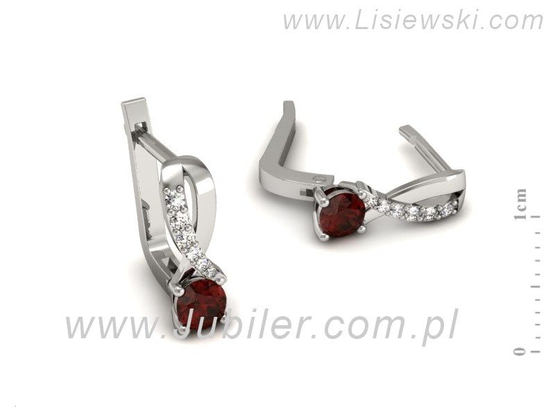 Kolczyki z granatami i brylantami białe złoto - K15361bgr — zdjęcie 2