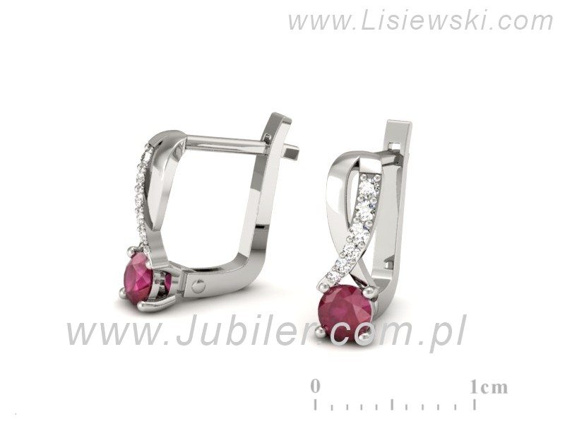 Kolczyki z rubinami i brylantami białe złoto - K15361br — zdjęcie 3