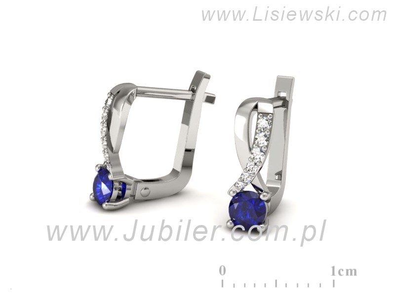 Kolczyki z szafirami i brylantami białe złoto - K15361bszc — zdjęcie 3