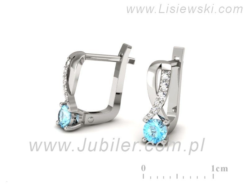 Kolczyki z topazami i brylantami białe złoto - K15361btp — zdjęcie 3