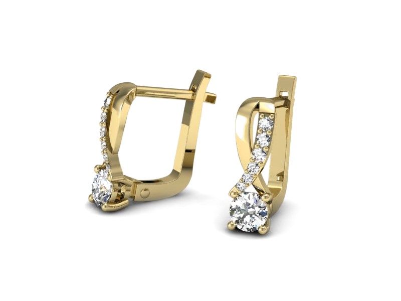Złote kolczyki z brylantami żółte złoto - K15361z — zdjęcie 3