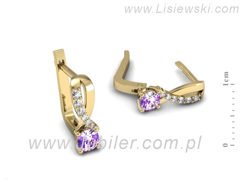 Kolczyki z ametystami i brylantami żółte złoto - K15361zat — zdjęcie 2