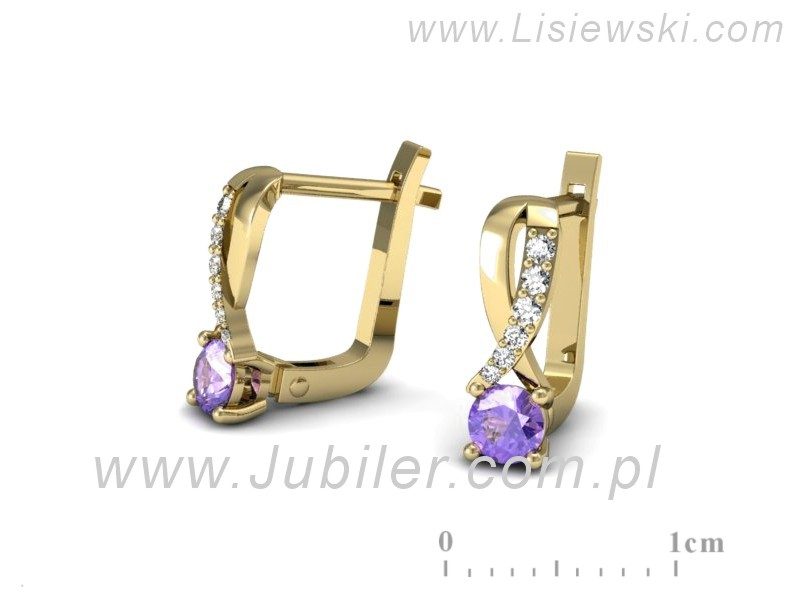 Kolczyki z tanzanitami i brylantami żółte złoto - K15361zt — zdjęcie 3