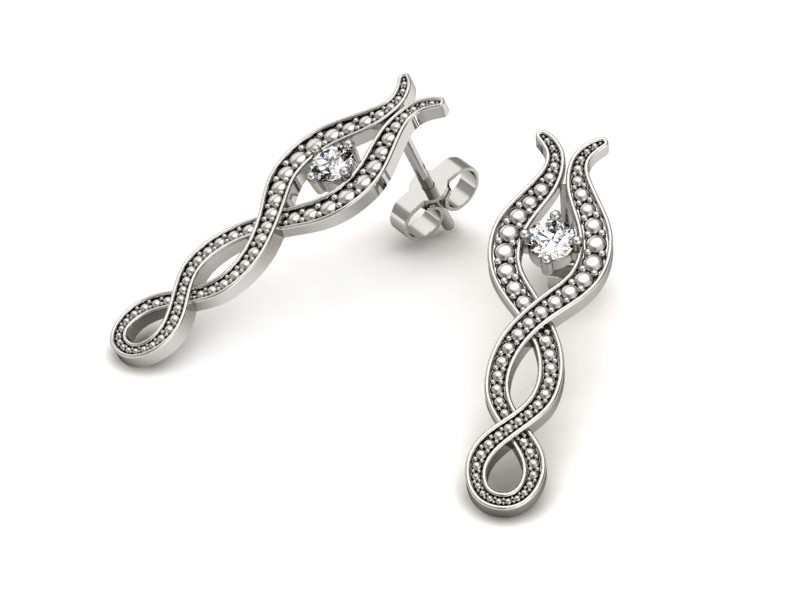 Kolczyki z brylantami białe złoto - K15362b — zdjęcie 3