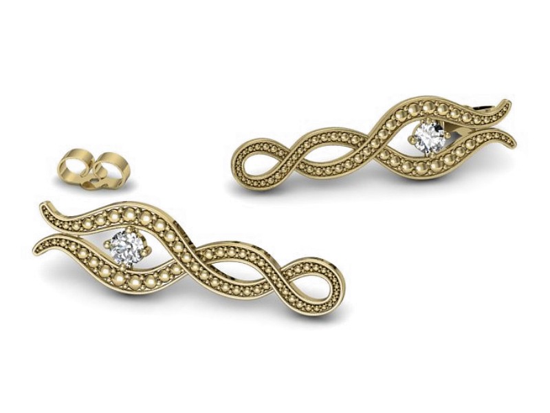 Kolczyki złote wiszące z brylantami - K15362z — zdjęcie 3