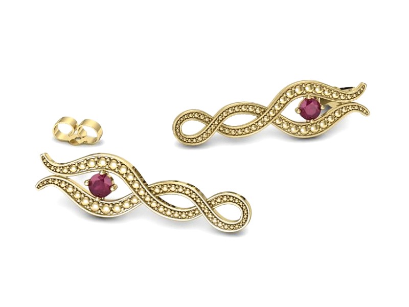 Złote kolczyki z rubinami - k15362zr — zdjęcie 2