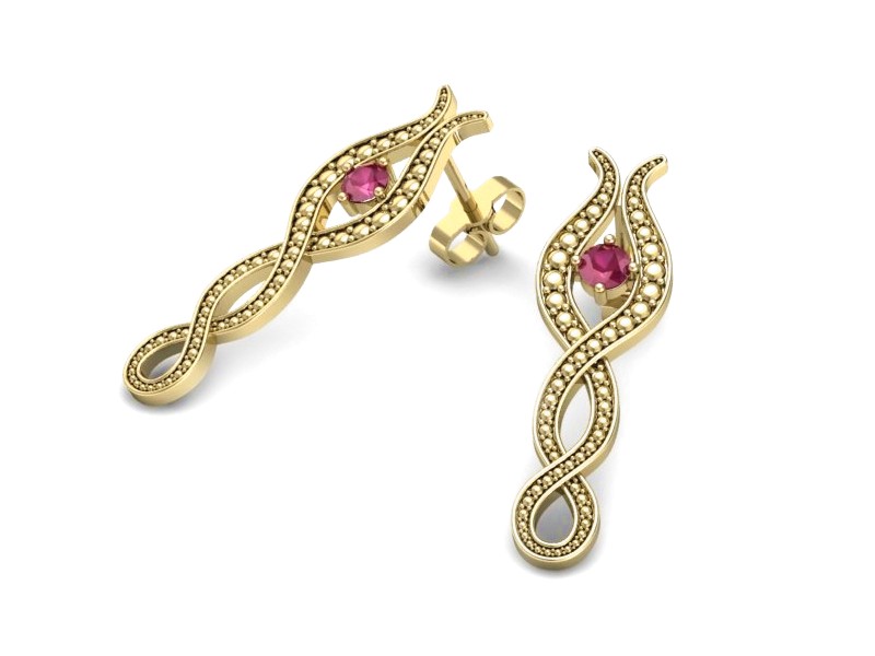 Złote kolczyki z rubinami - k15362zr — zdjęcie 3