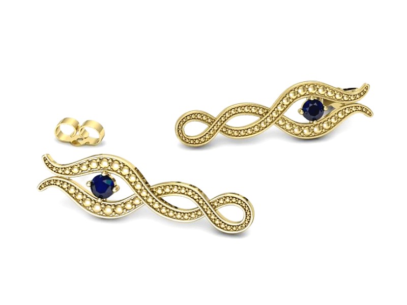 Złote kolczyki z szafirami żółte złoto - k15362zsz — zdjęcie 2